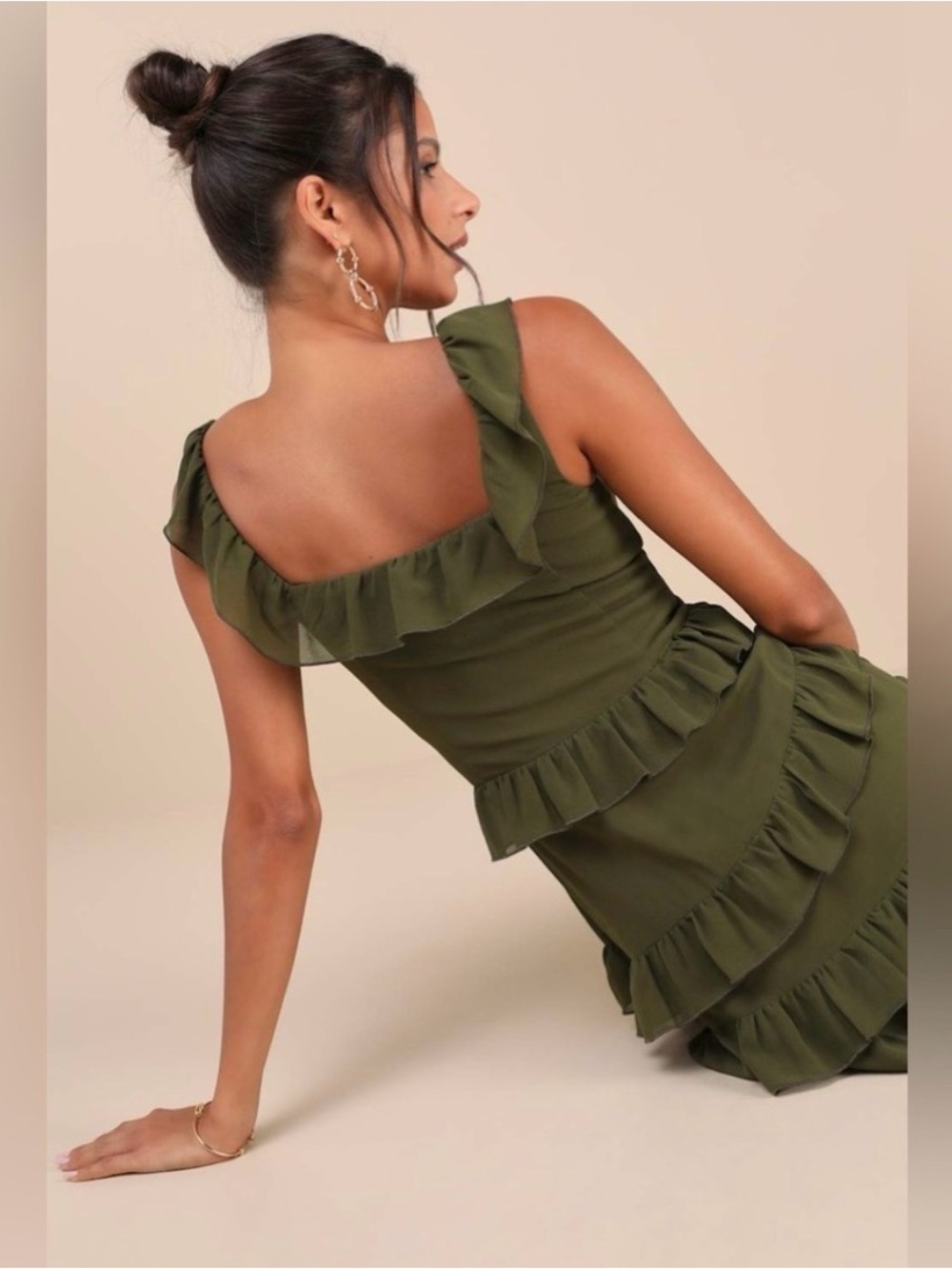 Lulus Compelling Romantic Olive Green Ruffled Tiered
Maxi Dress - Picture 2 of 5